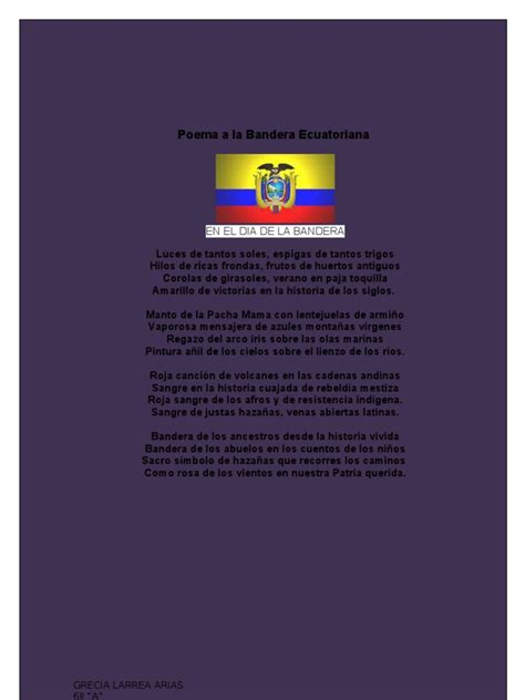 Poema A La Bandera Ecuatoriana