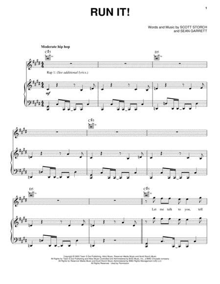 Run It By Chris Brown Scott Storch Digital Sheet Music For Piano