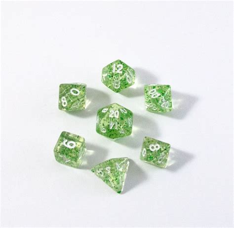 Green Glitter Mini Polyhedral Dice — Thediceoflife Dice Jewelry And