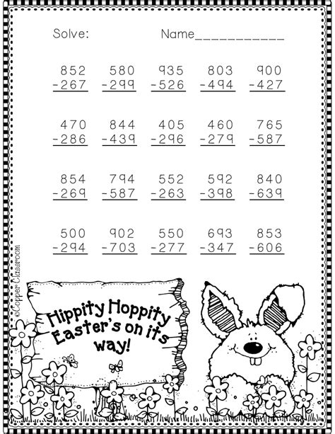 3nbt2 Easter Themed 3 Digit Subtraction With Regrouping Freebie