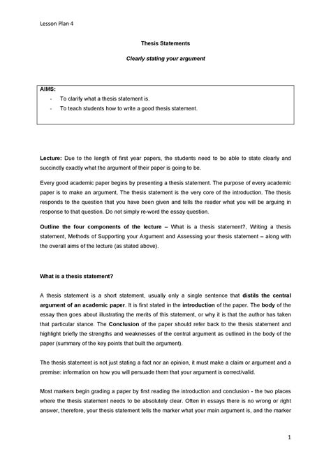 Perfect Thesis Statement Templates Examples Templatelab