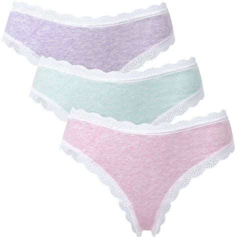 Charmo Womens Sexy Lace Thongs Cotton Underwear Hipster Ladies Panties