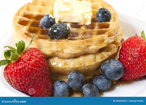 Breakfast With Waffles And Fruit Closeup Stock Image Image Of Fruit