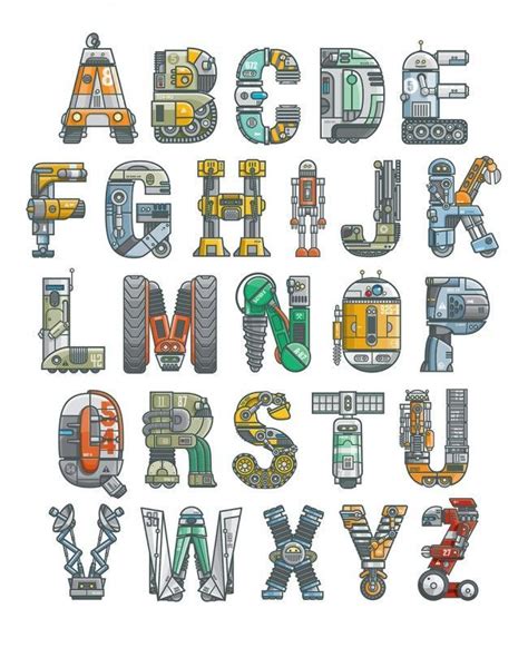 Robots Alphabet Alphabet Images Alphabet Art Alphabet Design Letter