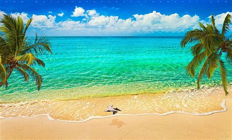 Hd Wallpaper Beach Sand Sea Hill Clouds Chair Drink Summer Tropical