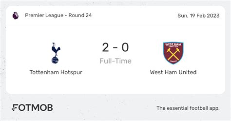 Tottenham Hotspur Vs West Ham United Live Score Predicted Lineups And H2h Stats