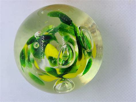 Vintage Glass Paperweight Bubble Glass With Swirls Large Etsy