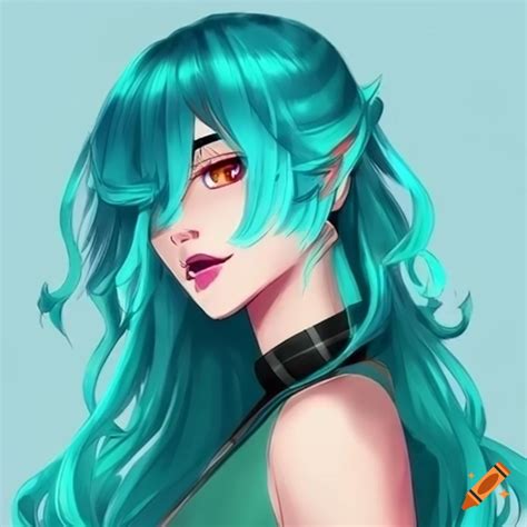 Anime Inspired Character With Teal Hair And A Captivating Allure