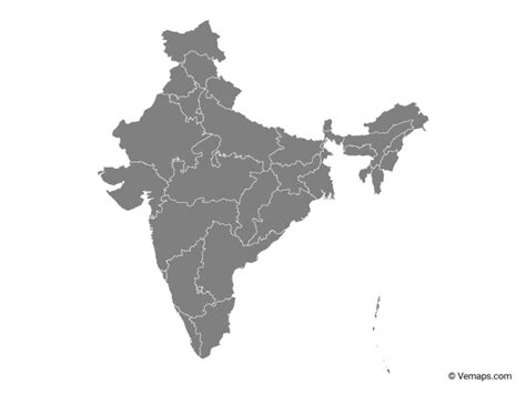 Grey Map Of India With States Free Vector Maps India Map Map