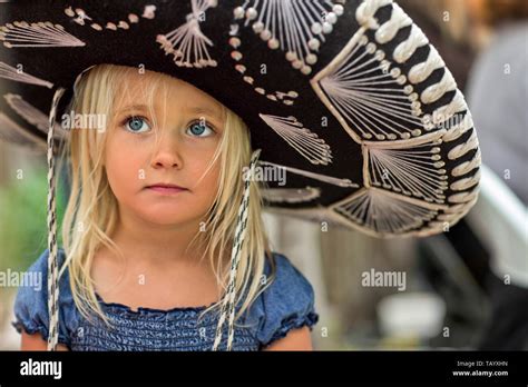 Young Girl Wearing Sombrero Stock Photo Alamy