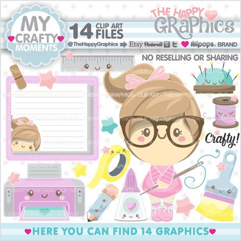 Crafty Girl Clipart Girl Graphic Commercial Use Scrapbook Etsy
