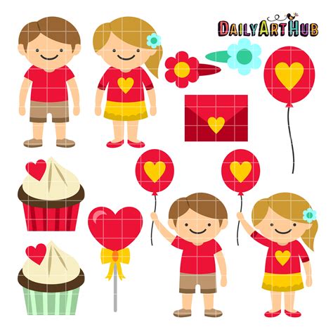 Valentines Day Kids Clip Art Set Daily Art Hub