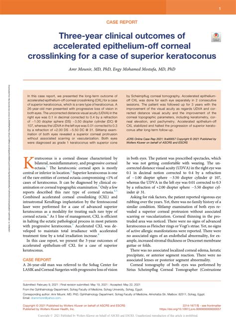 Pdf Three Year Clinical Outcomes Of Accelerated Epithelium Off