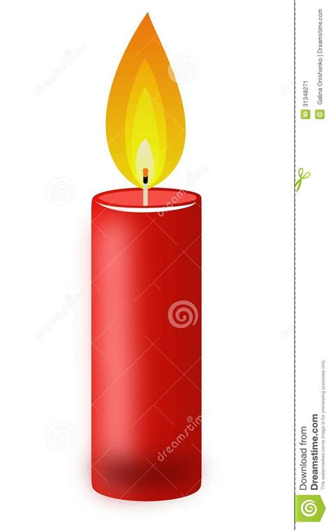 Conflagrant Candle Of Red Color On A White Background