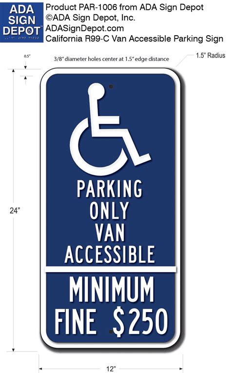 R99c Mod California Handicapped Van Accessible Parking Signs Ada Sign