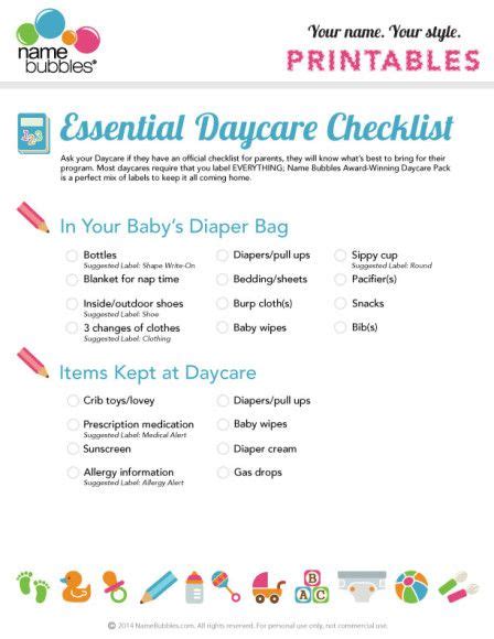 Daycarechecklist4 Daycare Checklist Starting A Daycare Infant Daycare