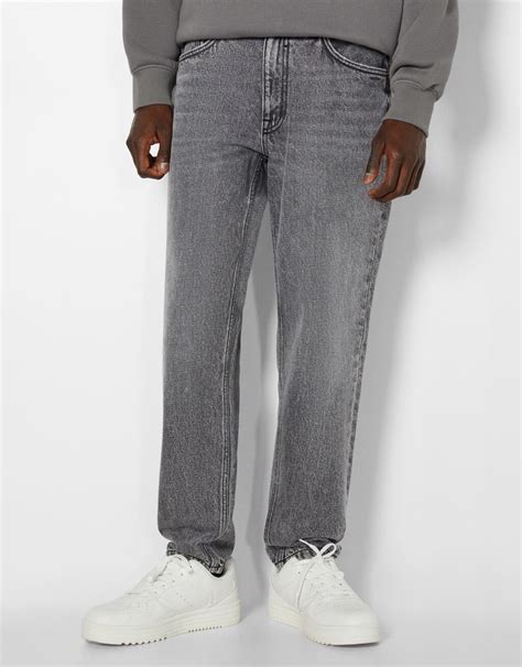 Jeans Straight Vintage Color Hombre Bershka