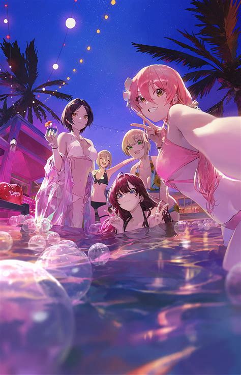 Anime Anime Girls Artwork 2d Portrait Display Bikini Water Hd Phone Wallpaper Peakpx