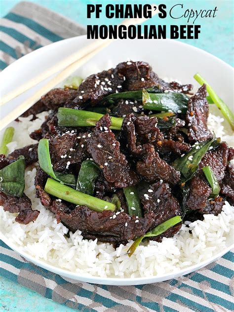 In a small bowl, whisk together the soy sauce, brown sugar, garlic, ginger, sesame oil, and 1/2 cup water. PF Chang's Mongolian Beef Recipe - Copycat - Sweet and ...