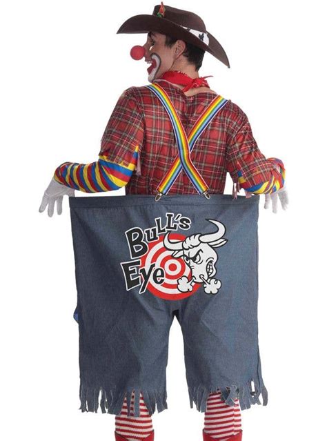 Hooped Rainbow Plaid Rodeo Clown Outfit Mens Circus Clown Costume