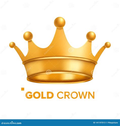 Gold Crown Vector King Design Royal Icon Isolated Realistic