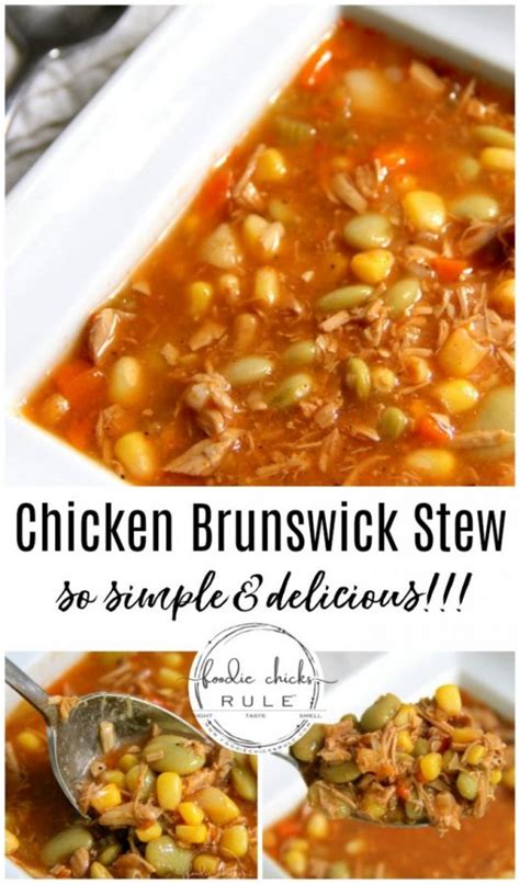 It is considered survival cuisine or now days, people prefer to cook their brunswick stew with chicken, pork, beef, or rabbit and. Simple Chicken Brunswick Stew - Foodie Chicks Rule