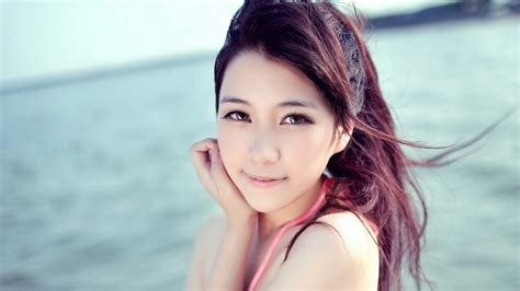 Bikini Skinny Asian Long Haired Brunette Teen Girl Wallpaper 045 1280x720 720p Wallpaper