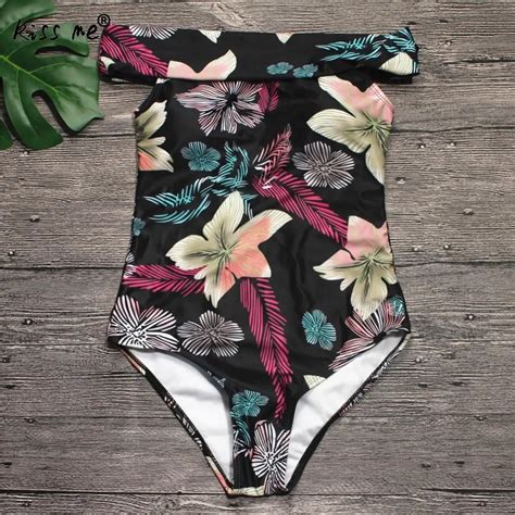 Flower Print Beach Bathing Suit One Piece Swimsuit Women Sexy High