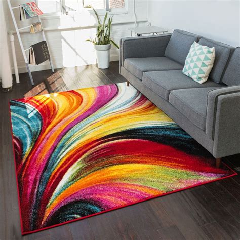 Well Woven Modern Bright Waves Abstract Yellow Multi Area Rug 710 X 9