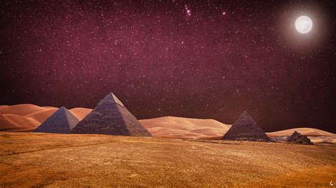 Wallpaper Id 101042 Desert Pyramid Effects Digital Art Render