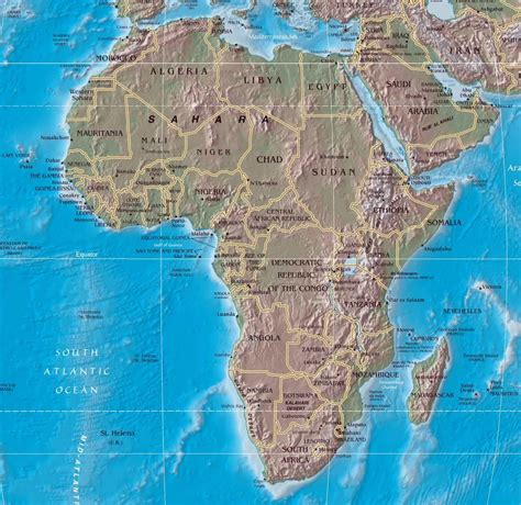 Mapa Político Grande De África Con Alivio África Mapas Del Mundo