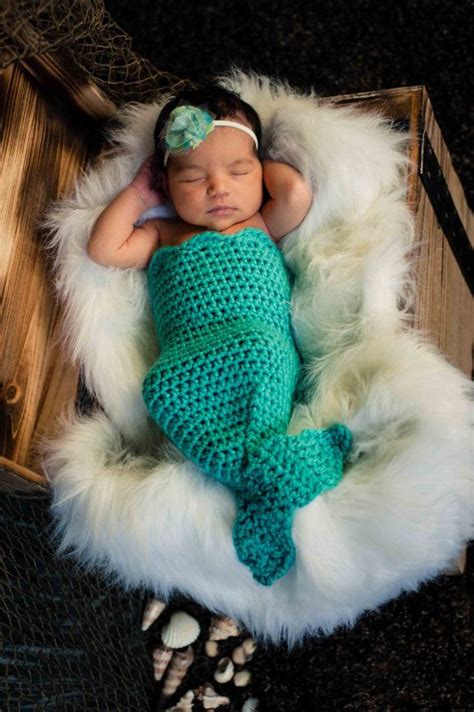 Newborn Mermaid Cocoon Tail And Headband Photo By Frostedpoppies 4000