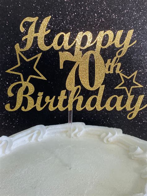 70th Birthday Cake Toppers Double Side Glitter Adult Party Etsy