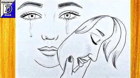 Sad Woman Crying Drawing