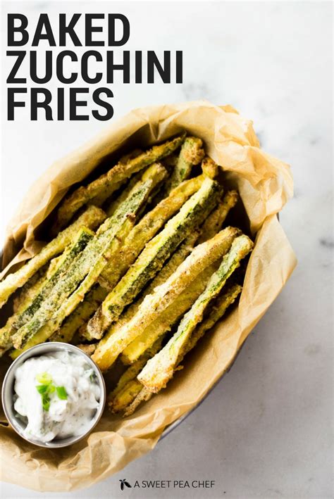 Arrange the slices of zucchini in the dish with an overlapping pattern in rows or a spiral. Healthy Baked Zucchini Fries - Low Carb and GF! • A Sweet ...