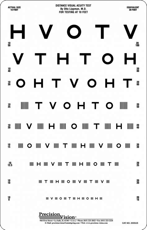 Hotv Interaction Bar Distance Eye Chart 10ft Precision Vision