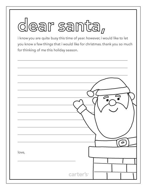 Free Coloring Letter To Santa Template