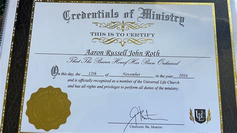 Ordained Online As A Religious Minister Universal Life Church Youtube