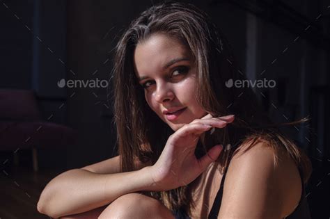 Model With Perfect Sensual Figure Pose In Home Interior Stock Photo By Seleznev Photos