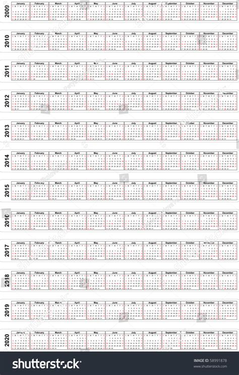 Vector Calendars 2009 2010 2011 2012 Stock Vector Royalty Free