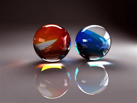 3d Two Balls From Glass Red And Blue Balls