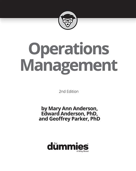 Title Page Operations Management For Dummies 2nd Edition Book