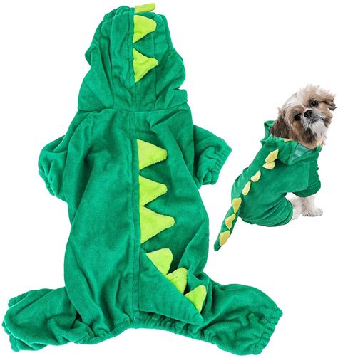 Dog Dinosaur Costume Funnys Puppy Costume Pet Dino Hoodie Coat Warm