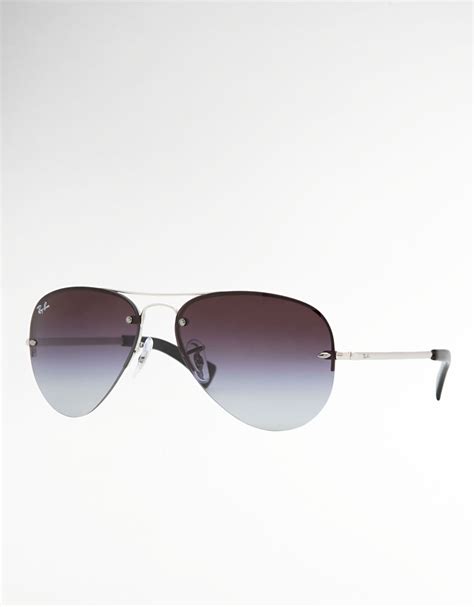 lyst ray ban rimless aviator sunglasses in gray
