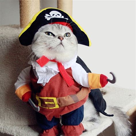 Funny Pet Cat Pirate Suit Clothes For Cats Halloween Kitten Costumes