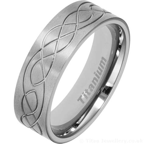Mens 7mm Titanium Celtic Wedding Ring