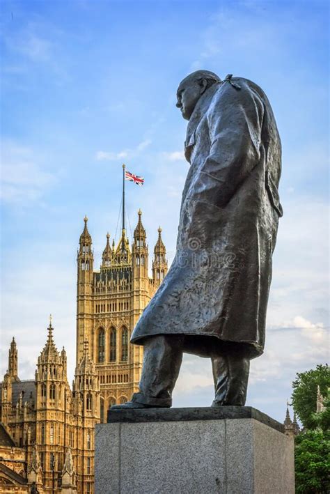 Statue Of Sir Winston Churchill Parliament Square London Editorial