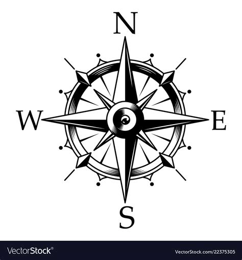 Nautical Compass And Wind Rose Concept In Vintage Monochrome Style