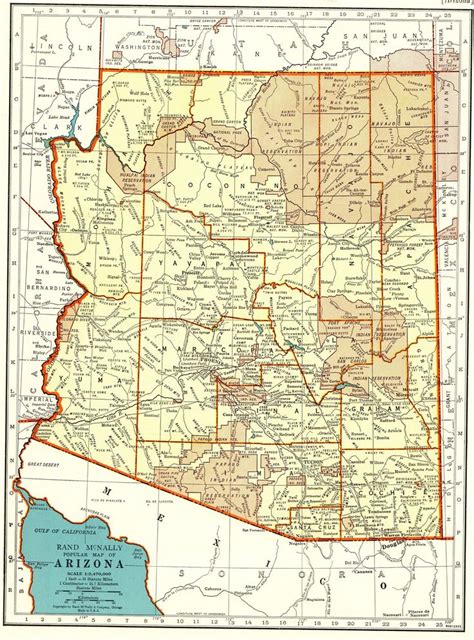 1941 Vintage Arizona State Map Of Arizona Atlas Map Gallery Etsy