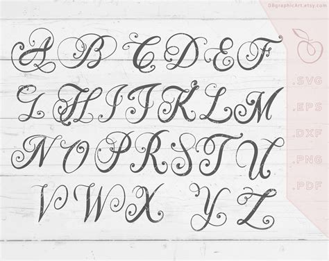 Fancy Letters Svg Hand Lettered Cursive Monogram Alphabet Svg
